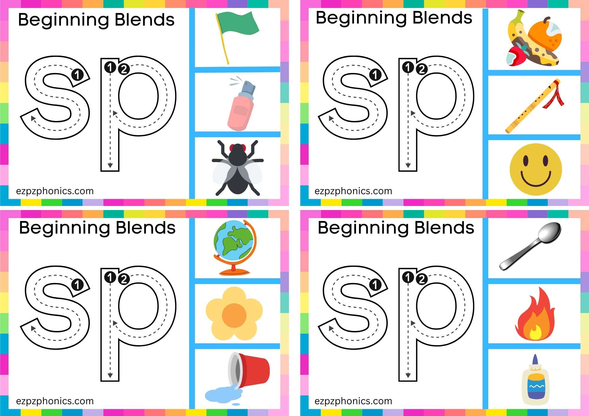 SP Beginning Blends Clip Cards Trace The Letters And Clip The Correct Image Set 1